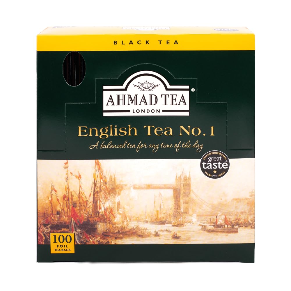 Ahmad Tea Black Tea, English Tea No. 1 Foil Enveloped Teabags, 100 ct - Caffeinated and Sugar-Free