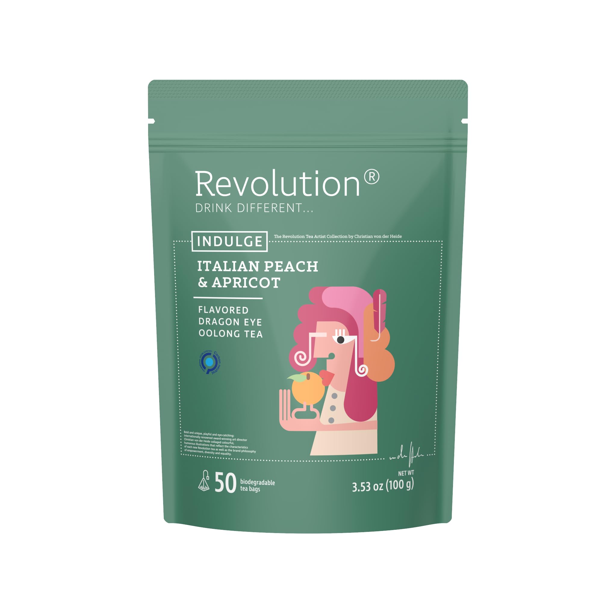 REVOLUTION TEA® Dragon Eye Oolong Tea Bags Organic [THE ORIGINAL] - INDULGE Italian Peach & Apricot Oolong Tea - Premium Dragon Tea Bags - Oolong