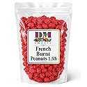 French Burnt Peanuts - 1.5 lbs of Fresh Gourmet Bright Red Candy Coated Roasted Crunchy Peanuts in Resealable Bag
