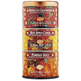 The Republic of Tea - Harvest Stackable Tea Tin, 36 Tea Bags, Hibiscus Cranberry Herb, Hot Apple Cider Herb, and Pumpkin Spice Black, Gluten Free