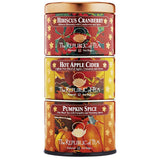 The Republic of Tea - Harvest Stackable Tea Tin, 36 Tea Bags, Hibiscus Cranberry Herb, Hot Apple Cider Herb, and Pumpkin Spice Black, Gluten Free