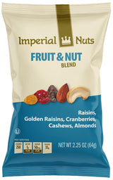 Imperial Nuts - Dried Fruit & Nut Blend (18 Pack x 2.25 oz) Featuring Raisins, Cranberries, Cashews, Golden Raisins & Almonds Nuts Snack Bags for On