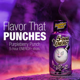 5-hour ENERGY PURPLE BERRY PUNCH Flavor, 6 Count, 1.93 Fl Oz Energy Shot, Extra Strength, Sugar Free