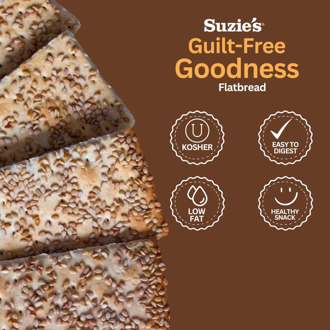 Suzie's Spelt Multi-seed Flatbread Crackers| Pack of 12 | Low-Fat & Vegan, Kosher, Whoelgrain | Healthy Snack Option | 4.6 oz each