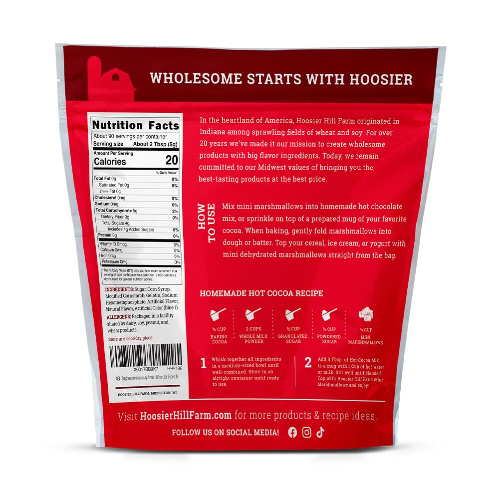 Hoosier Hill Farm Mini Dehydrated Marshmallows, 1LB (Pack of 1)