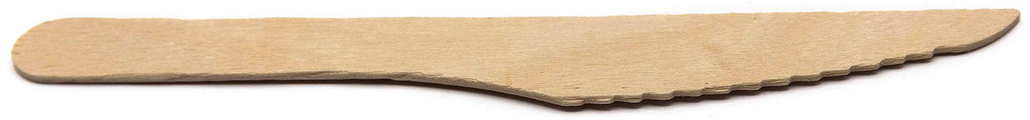 Pack of 150 Disposable 6.5" Natural Birchwood Wooden Knives (Compostable & Biodegradable)