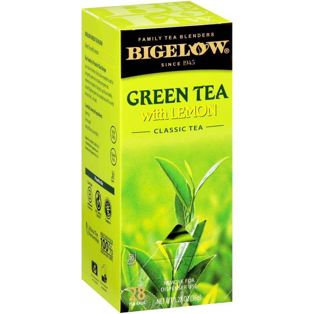 Bigelow Green Tea with Lemon Tea Bags 28-Count Box (Pack of 1) Green Tea Bags with Lemon Peel and Natural Flavors Rich in Antioxidants