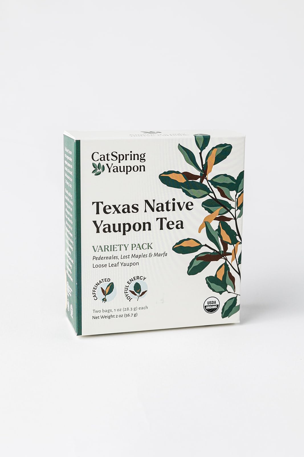 CatSpring Yaupon Tea Variety Pack, 1.5 oz Loose Leaf of Each, Green, Dark, and Medium Roast, Naturally Caffeinated, Sustainable and Wild-Harvested