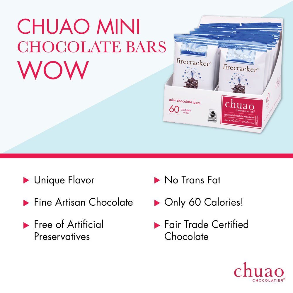 Chuao Chocolatier Firecracker Dark Chocolate Mini Bars | Gourmet Sea Salt Chipotle Popping Candies No Preservatives | For Gift Baskets, Christmas