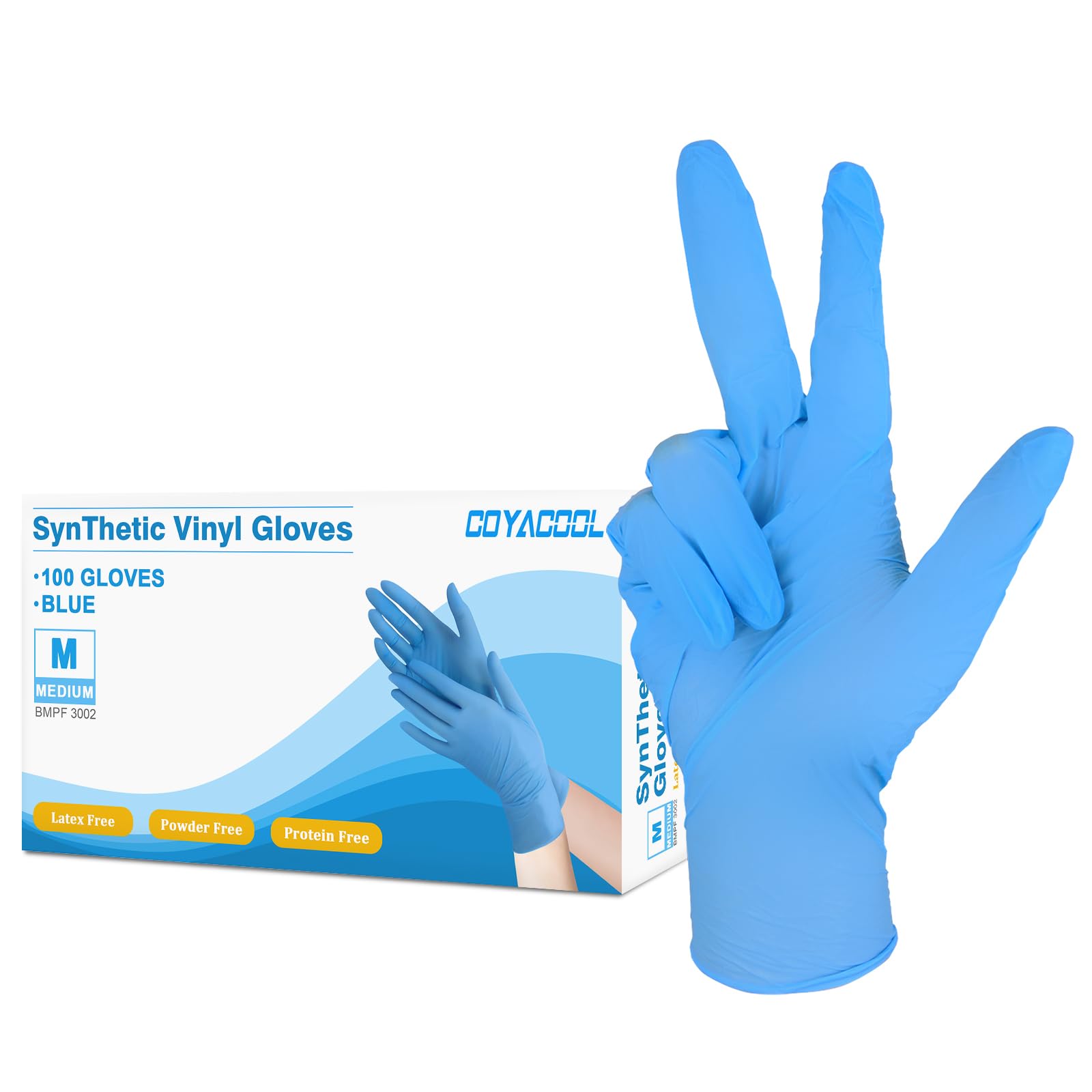 COYACOOL Disposable Gloves Medium, Nitrile and Vinyl Blend Material Gloves, Latex Free, 4 Mil,100 Pc. Food Grade Glove for Cleaning, Food Prep, Hair