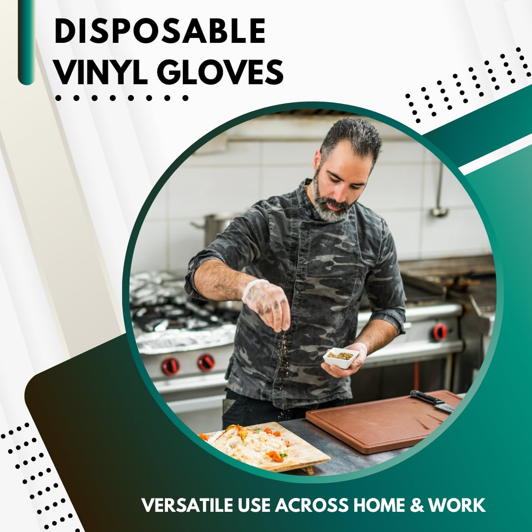 Green Direct Vinyl Gloves, Disposable, Powder-Free, Latex-Free, Clear, Box of 100 - Durable, Multipurpose Gloves for Everyday Use, Large