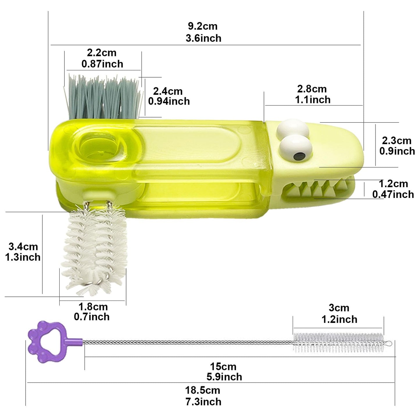 3Pcs 4-in-1 Bottle Cleaning Brush Set, Cup Lid Cleaner and 3pcs Tube Brush Kit, Home Kitchen Crevice Cleaning Tools Straw Cleaning Brush for Sippy