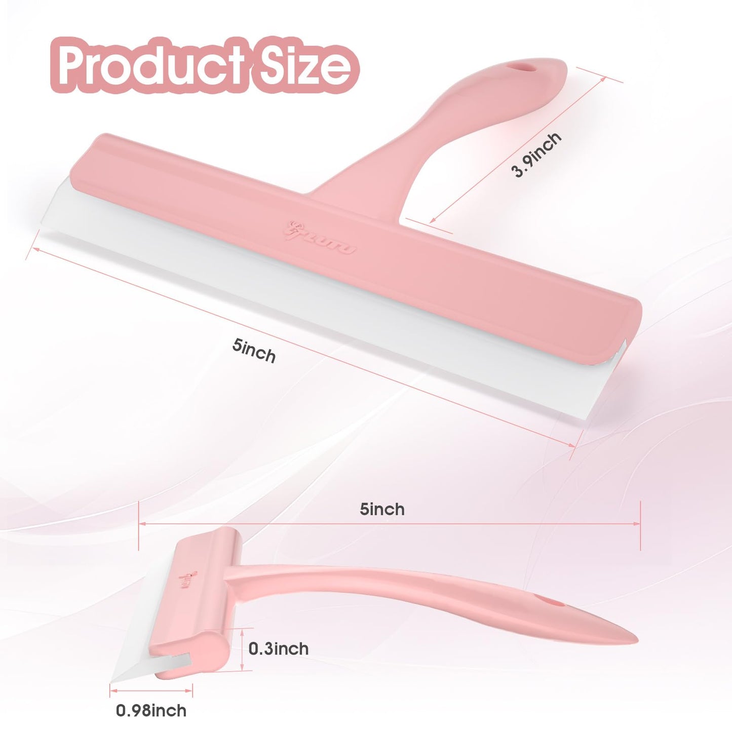 LTLUTU 5" Silicone Shower Squeegee for Glass Doors & Car Windows - Small & Mini Size Streak-Free Cleaner, Bathroom, Mirror, Tile Scraper - Compact