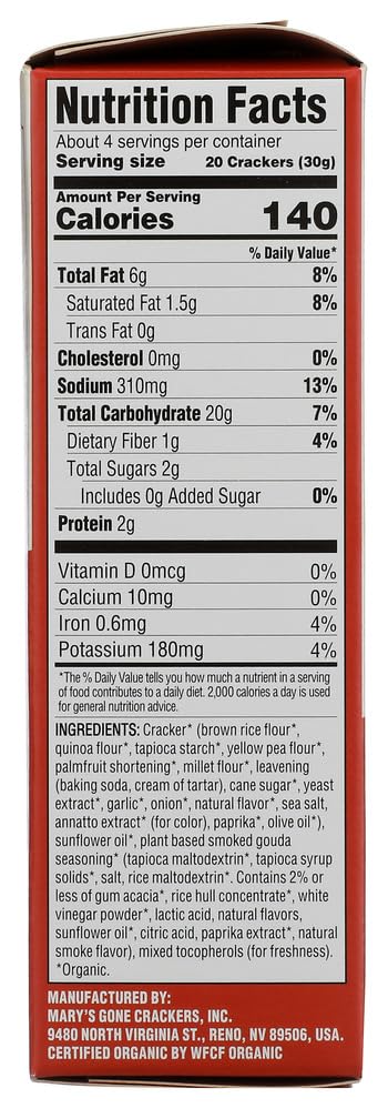 Marys Gone Crackers Organic Smoked Gouda Cheezee Crackers, 4 OZ