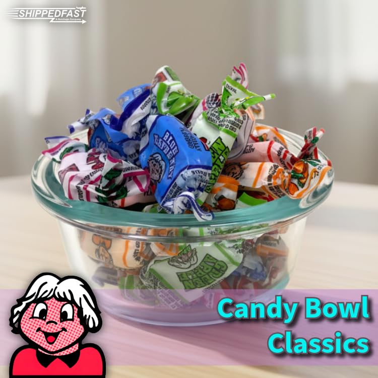Soft Chewy Fruity Chews Candy - 1 Pound Bulk Bag - Individually Wrapped Assorted Fruit Candy - 6 Flavors: Peach, Strawberry, Cherry, Grape, Green