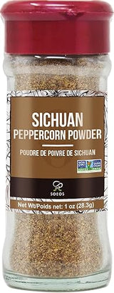 Soeos Sichuan Peppercorn Powder 1oz (28.3g), Non-GMO Verified, Szechuan Peppercorn, Ground Sichuan Green Peppercorns, Green Sichuan paper Powder, Mapo