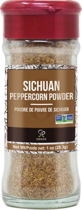 Soeos Sichuan Peppercorn Powder 1oz (28.3g), Non-GMO Verified, Szechuan Peppercorn, Ground Sichuan Green Peppercorns, Green Sichuan paper Powder, Mapo
