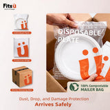 Fitsu Compostable Plates with Grease Proof Liners 108 Pack 9 Inch White Biodegradable Plates PFAS-Free Heavy Duty Sugarcane Alternative Microwave Safe