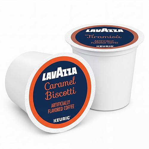 Lavazza Flavored K-Cup Coffee Pods Variety Pack for Keurig - Dessert Inspired Tiramisu & Caramel Biscotti, Light-Medium Roast, 40 Count (Pack of 2)