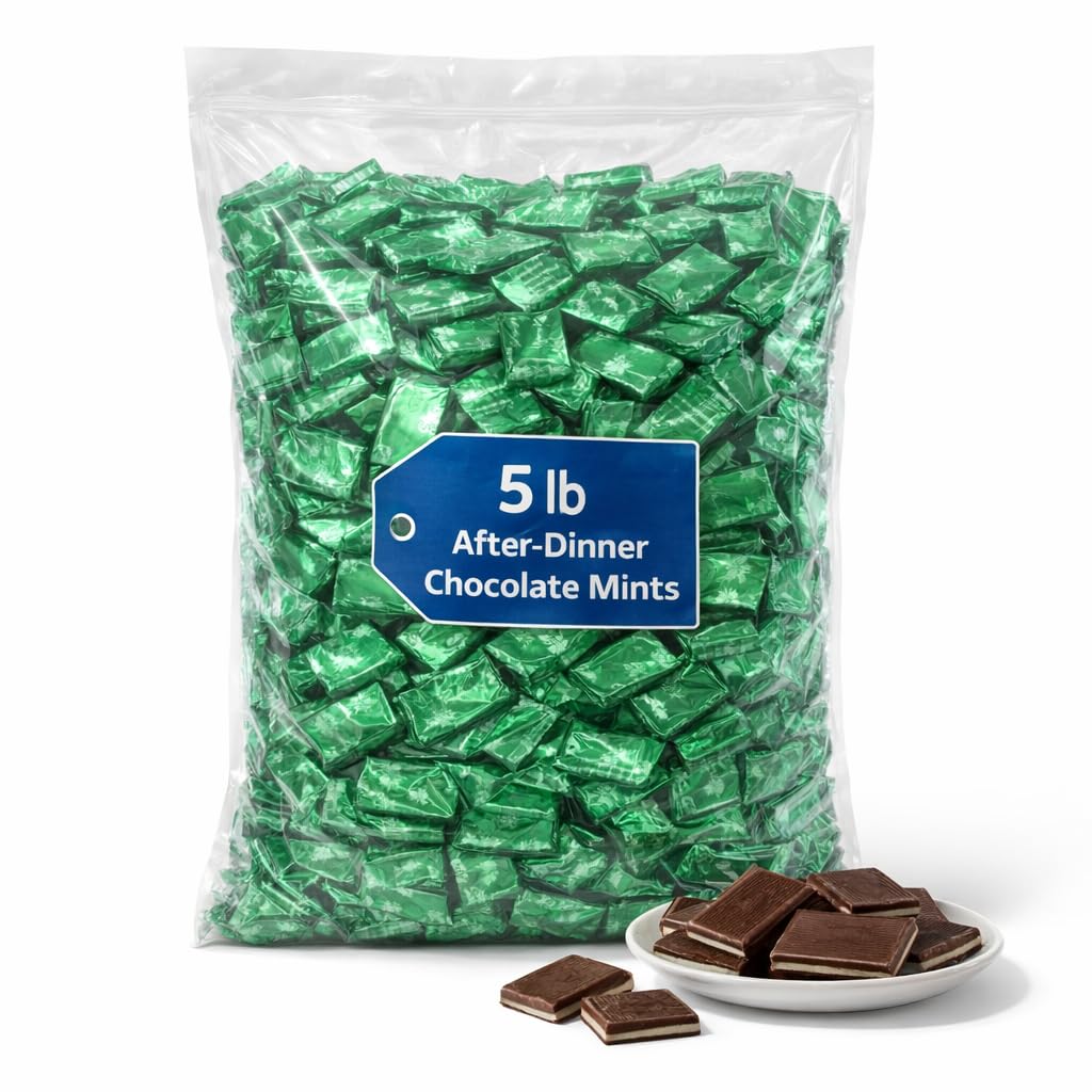 After-Dinner Chocolate Mint Candies Bulk 5 LB Pack, Rich Creamy Mint Chocolate Dessert Candy for Parties, Events, Candy Buffets, Offices, and Sharing