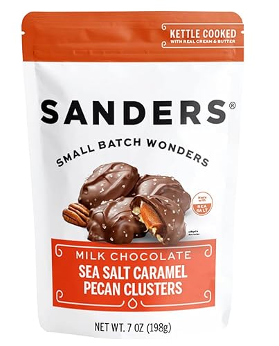 Sanders Small Batch Wonders Kettle Cooked Candy, 8 oz. (Milk Chocolate Sea-Salt Caramel Pecan Clusters)