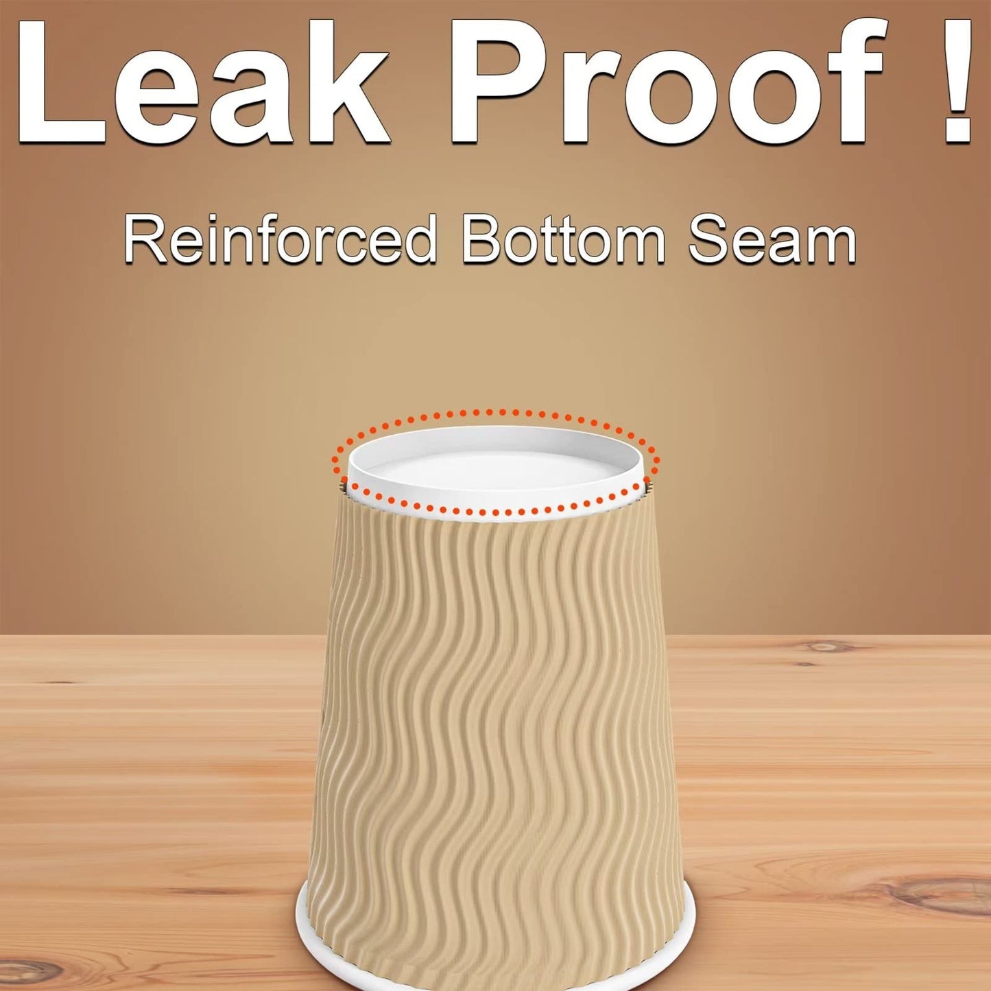 Hot Paper Cups_12 oz Disposable Insulated Corrugated Sleeve Ripple Wall Paper Cup 100 pcs,12oz Cups for Drink?Hot Coffee Cups (Brown)