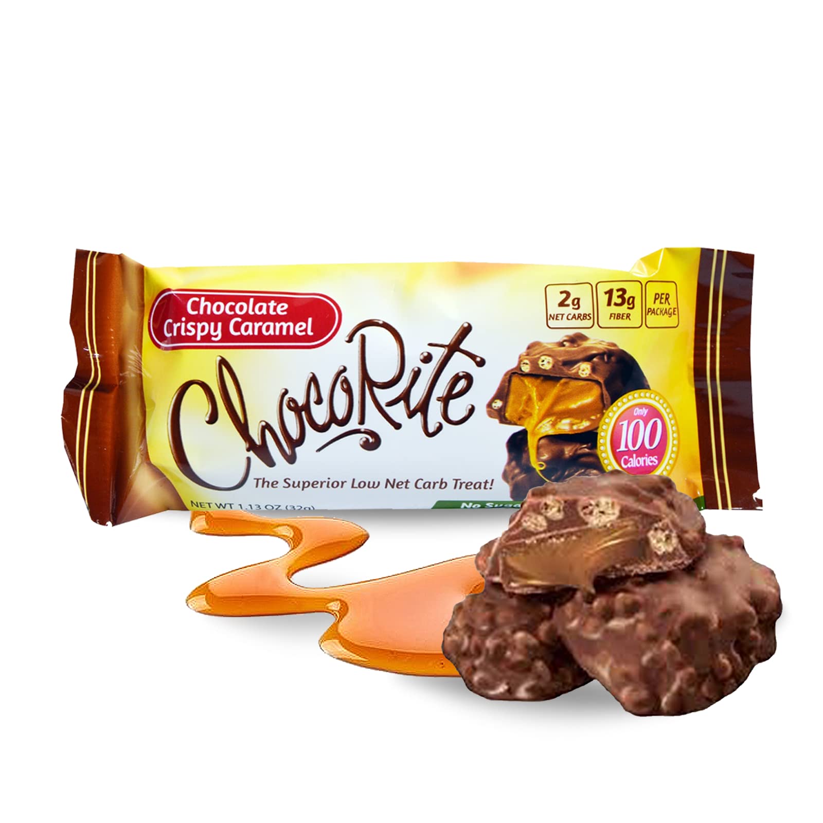 ChocoRite - Diet Crispy Caramels - 16/Box - High Fiber - Low Calorie - No Sugar Added
