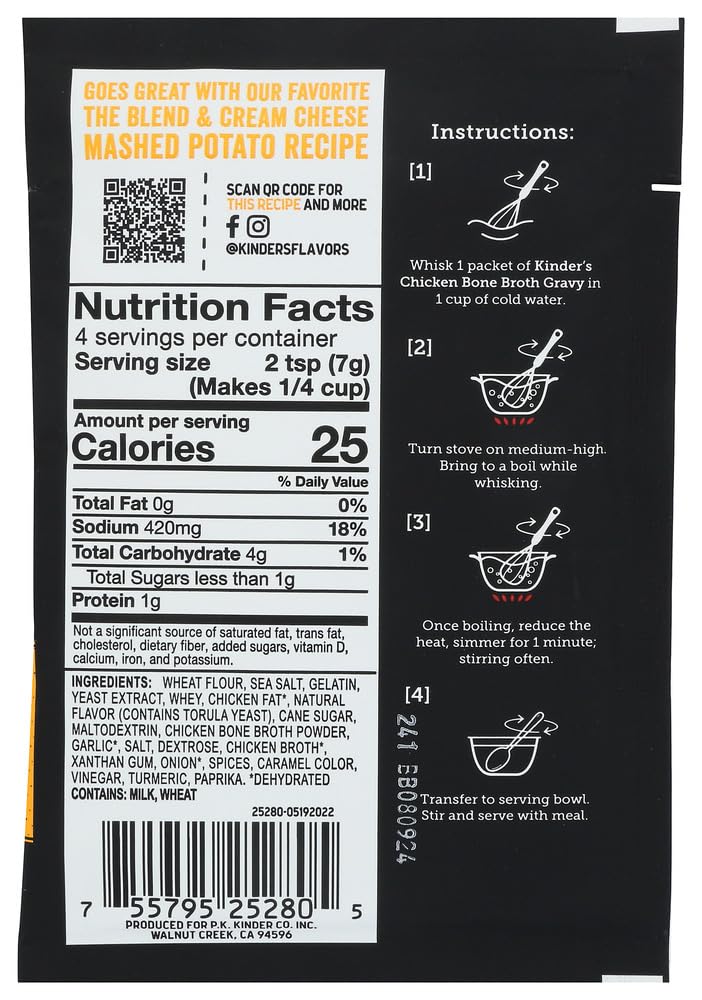 Kinder's, Bone Broth Golden Chicken with Sea Salt & Herbs Gravy Mix, 1 Ounce