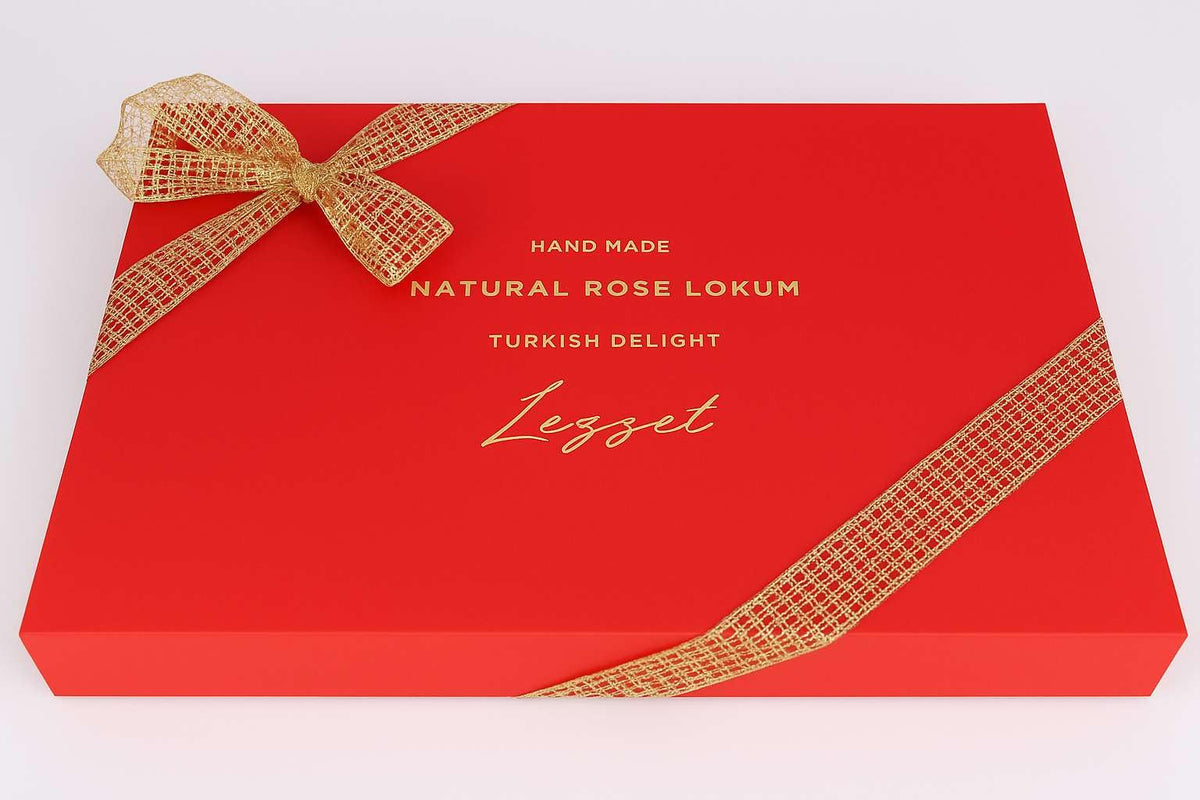 Lezzet, Handmade Rose Turkish Delight, Traditional Lokum, 15 Pieces, Premium Lokum with Real Rose Flavor with Gift Box, 9.87 oz (280gr)