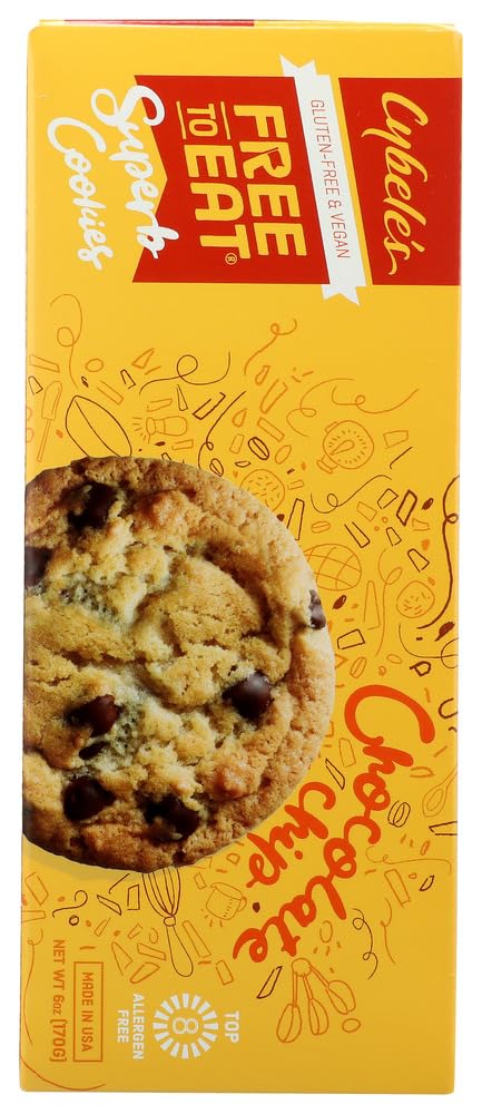 Cybele's Free-to-Eat Chocolate Chip Vegan & Gluten Free Cookies, 6 oz, (Pack of 6)