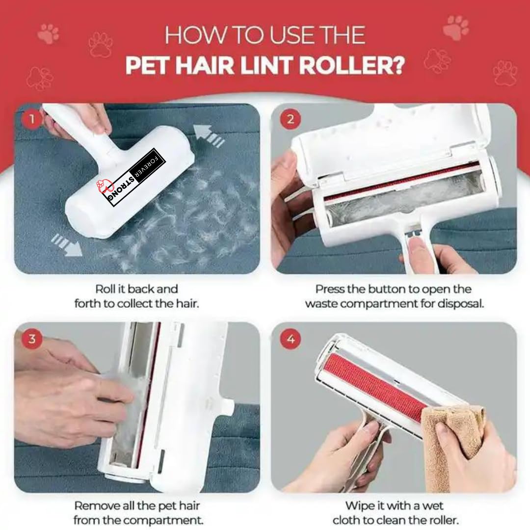 Pet Hair Remover and Reusable Lint Roller - Cat and Dog Hair Remover for Furniture, Couch, Carpet, Clothing and Bedding - Portable, Multi-Surface Fur