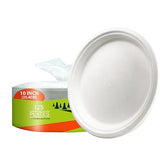 MOBI Ecoware Paper Plates, 100% Compostable-[10 Inch by 0.5" deep]-Heavy Duty Disposable Plate - (BPI Certified) - (PFAS-Free) - Eco-Friendly