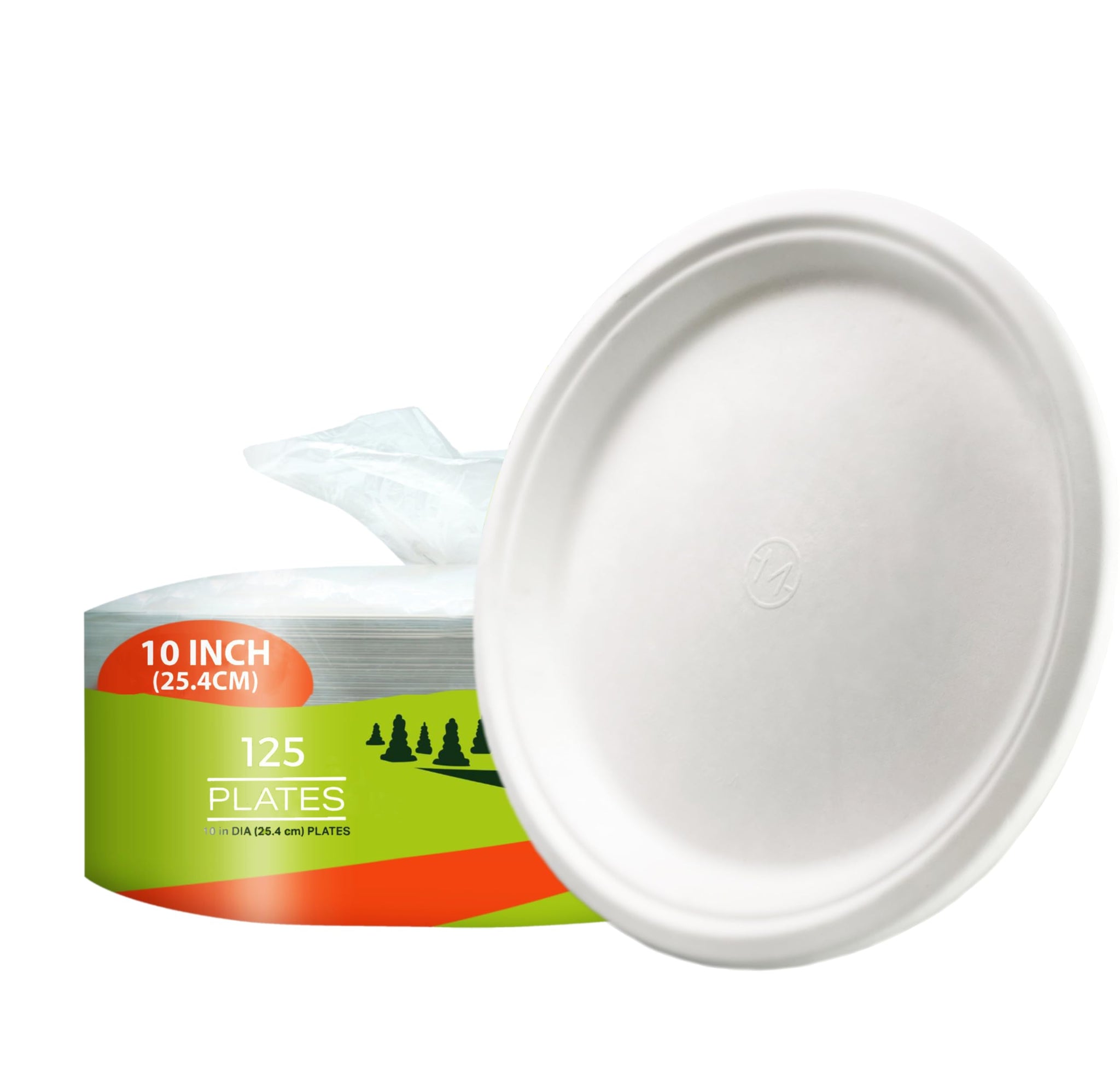 MOBI Ecoware Paper Plates, 100% Compostable-[10 Inch by 0.5" deep]-Heavy Duty Disposable Plate - (BPI Certified) - (PFAS-Free) - Eco-Friendly