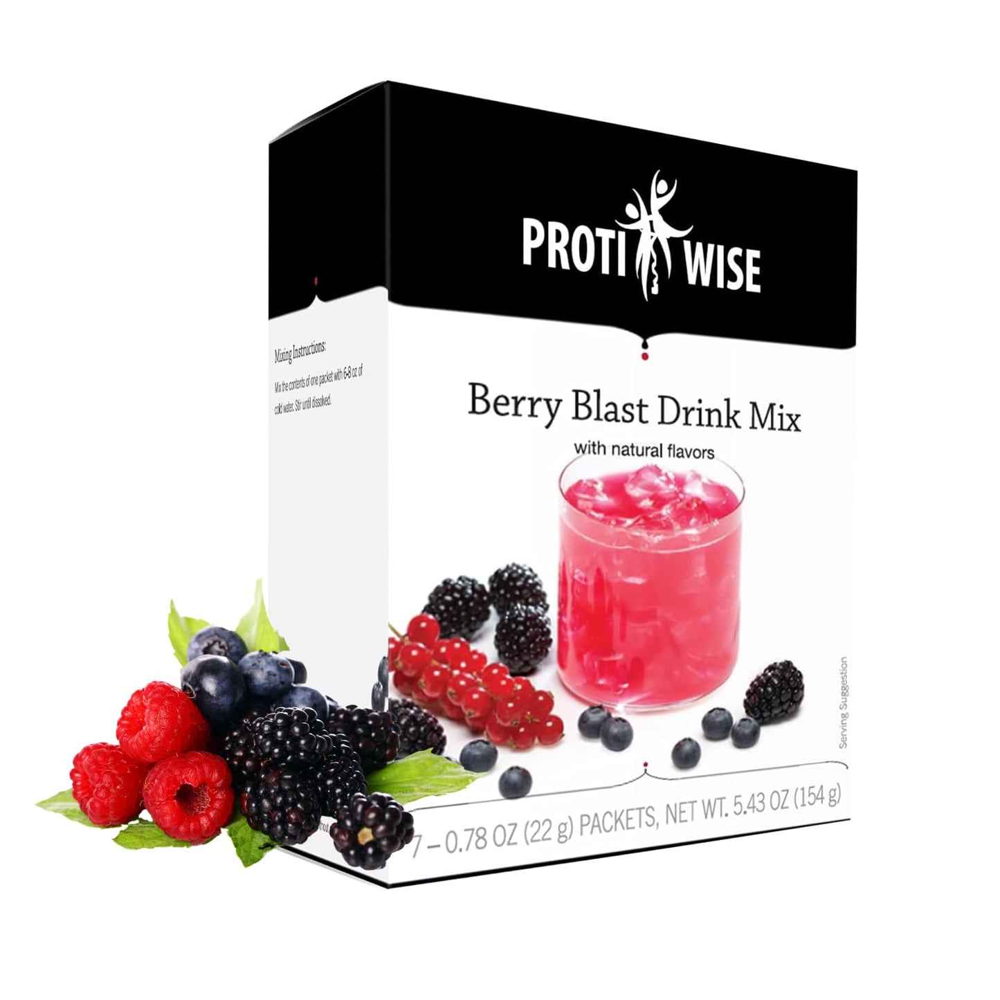ProtiWise High Protein Diet Drink Mix | Berry Blast | Meal Replacement for Weight Loss and Hunger Control | 15 grams Protein, Low Calorie, Low Fat