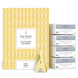 Tea Forte Earl Grey Premium Organic Caffeinated Black Tea Blend Event Box, Bulk Pack 40 Count, 10 per tray Individually Wrapped Handcrafted Pyramid