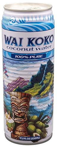 Wai Koko Coconut Water 100% Pure Coconut Water, 17.5 Fl Oz (Pack of 12)