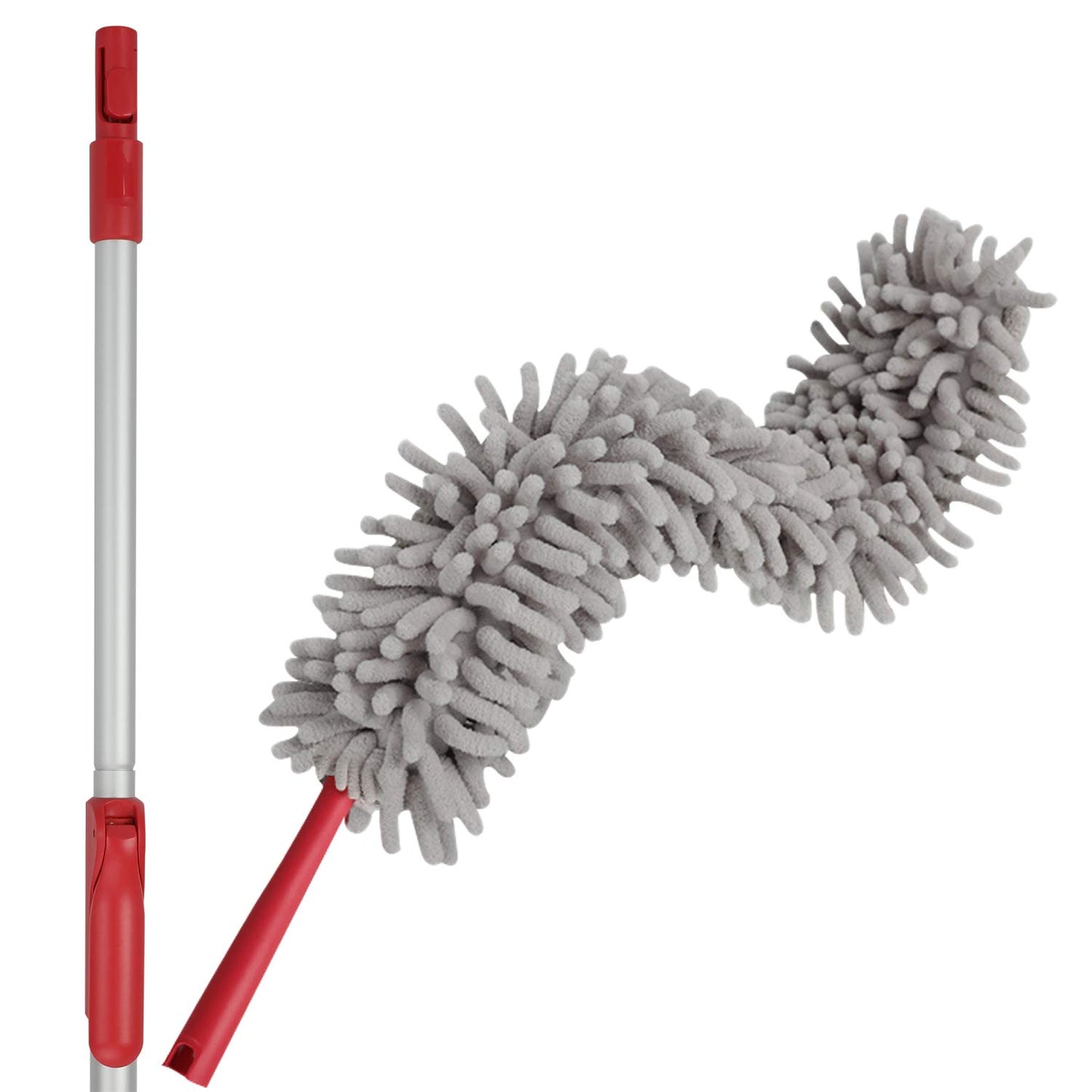 AKOMA Bendable Duster with 69" Light Weight Extension Long Handle for Cleaning Bed Bottom Ceiling Fans Car Interior Furniture-Microfiber Duster