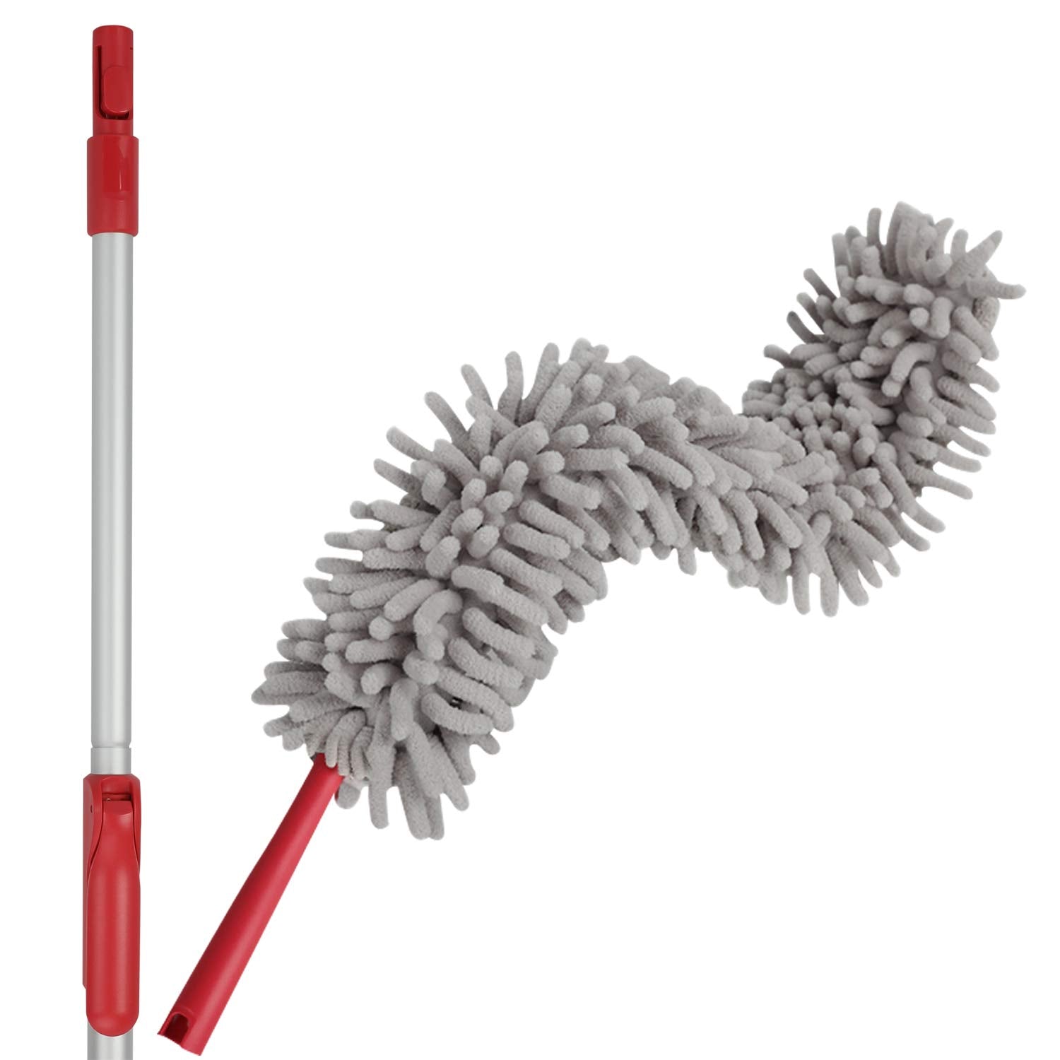 AKOMA Bendable Duster with 69" Light Weight Extension Long Handle for Cleaning Bed Bottom Ceiling Fans Car Interior Furniture-Microfiber Duster