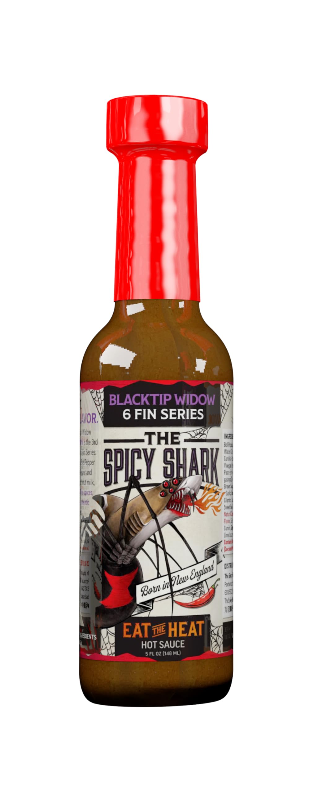 The Blacktip Widow part of the 6 fin series by The Spicy Shark - Made with Birds Eye, Ghost and the Carolina Reaper Pepper. Only for extreme heat