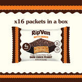 Rip Van Nutty Crunch Dark Chocolate Peanut Butter Wafer - Crispy Wafer Snack, Low Sugar, 120 Calories, Individually Wrapped - 16 Count