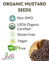 Jiva Organics Organic Black Mustard Seeds 7oz - Non-GMO, Gluten Free, Pungent & Aromatic Spice - 100% Raw & Natural