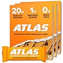 Atlas Real Food Protein Bar - 20g Clean Protein, 1g Sugar, No Seed Oils, No Artificial Sweeteners (Peanut Butter Chocolate Chip, 36 Count)