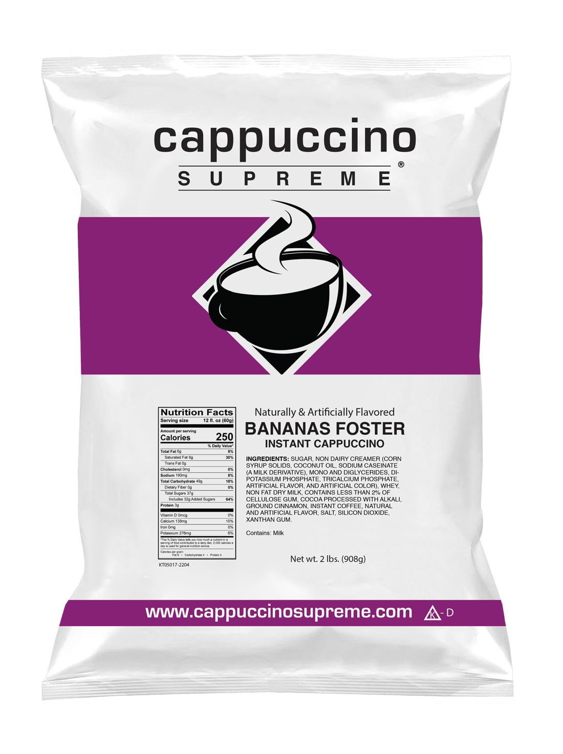 Cappuccino Supreme 2 lb bag Bananas Foster Instant Cappuccino Mix