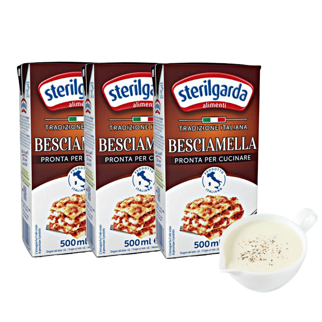 Sterilgarda Italian Béchamel Sauce Ready to Use | 16.9 fl oz (500ml) - Pack of 3