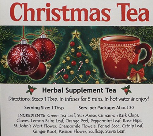 Nuwati Herbals Christmas Tea with Cinnamon, Anise, Cloves, Orange Peel and More, Herbal Loose Green Leaf Tea, 3 ounces