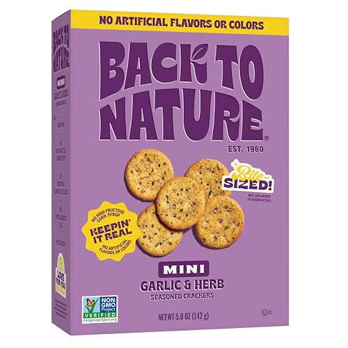 NEW Back to Nature Garlic & Herb Mini Seasoned Crackers, Non-GMO, Plant-Based Snack Cracker, Snack Happy, 5 oz Box