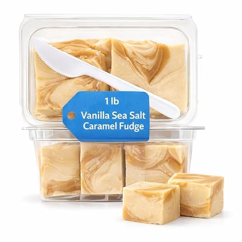 Vanilla Sea Salt Caramel Fudge, 1 lb, Creamy Gourmet Candy Squares