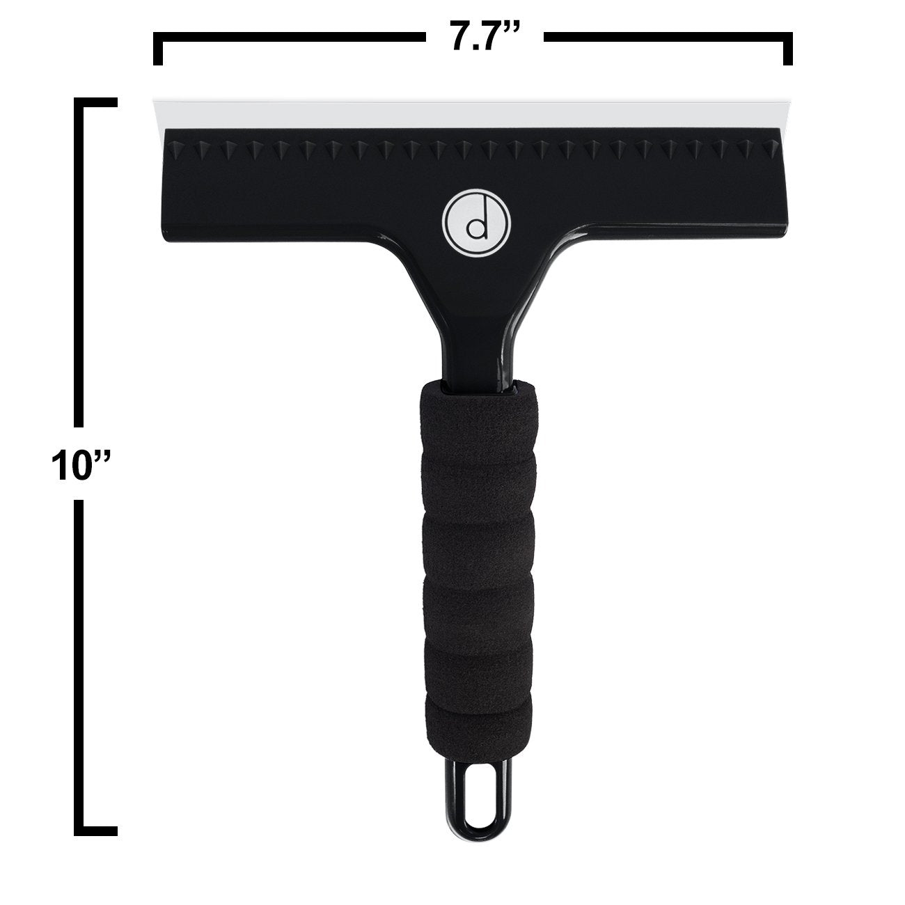 Squeegee for Shower Door, Car Windshield, and Glass Window - 2 Extra Silicone Replacement Blades - Foam Handle - Black