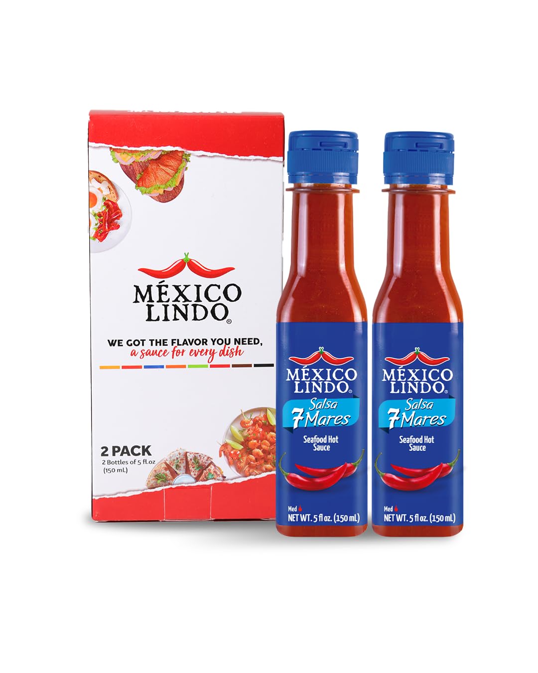 Mexico Lindo 7 Mares Hot Sauce, 5 Fl Oz (Pack of 2)