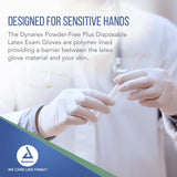 Dynarex AccuTouch Disposable Latex Exam Gloves, Powder-Free, For Sensitive Hands with Textured Palms, Bisque, Extra-Small, 1 Box of 100